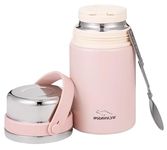 W&JOHNSON Food Flask Container, 800 ml Stainless Steel Double Walled Soup Flask Leakproof Food Jar Soup Containers with Foldable Spoon (Black) (Pink)