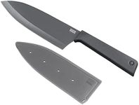 Kuhn Rikon Colori+ Non-Stick Large Santoku Knife with Safety Sheath, 22 cm, Grey