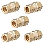 LTWFITTING No Lead 1/2-Inch OD x 3/8-Inch OD Compression Reducing Union, Brass Compression Fitting (Pack of 5)