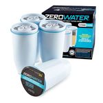 ZeroWater Replacement Water Filter Cartridges, 5 Stage Filtration System Reduces Fluoride, Chlorine, Lead and Chromium, 4 x Filter