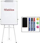 DOEWORKS Magnetic Whiteboard with Stand, Portable Magnetic Dry Erase Board/Tripod Flipchart Easel Whiteboard, Height Adjustable White Board for Office Home Classroom, 90cm x 60cm