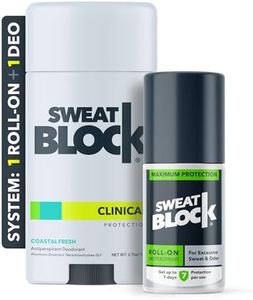 SweatBlock Antiperspirant Deodorant Max Clinical System for Men & Women. Treat Hyperhidrosis, Excessive Sweating & Underarm Odor - Includes: (1) DRIBOOST [PM] Maximum Strength Antiperspirant Roll-on + (1) [AM] Clinical Deodorant