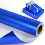 Blue Gift Wrapping paper, Solid Color Metallic Wrapping Paper Roll, Matte Wrapping Paper Roll, Birthday Wrapping Paper for Girls Boys Women Men, Wrapping Paper for Birthday, Christmas, 17x393inch