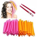 LZLRUN Super Long Magic Spiral Ringlet Curls Hair Roller Curler Styling Kit DIY No Heat Wave Formers with Styling Hooks - 20pcs & 45cm