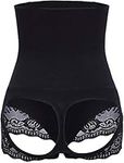 Nebility Women Butt Lifter Body Shaper Panty Tummy Control Hi-Waisted Shapewear Black