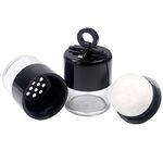 2Pcs 10g/0.34oz Black Mini Empty Refillable Loose Powder Box with Powder Puff Cap and Sifter DIY Cosmetic Foundation Powder Case Blusher Finishing Powder Jar Container for Makeup