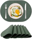 Faux Leather Placemats Set of 6, Heat Resistant Non-Slip Table Mats Washable Place Mats for Dining Table (Set of 6, Green)