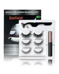 Batfield 3 Pairs Magnetic False Eyelashes - Reusable Fake Eyelashes with Eyeliner and Tweezer - Artificial Eye Lashes for Women Natural Wispy(Style 6)