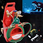 Oxy Acetylene Torch Kit, Portable Oxyacetylene Welding and Cutting Kit with Pressure Gauge and Brass Nozzle, Welding Torch Kit, Welding Cutting Torch Kit (Red)