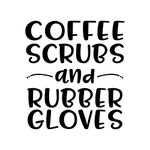 Coffee Scrubs and Rubber Gloves Decal Sticker - Nurses, Doctors, EMT, Physical Therapy, Dentist, First Responder - 5 inches (Black)