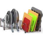 Craft Mshopr "Black Iron Pan Pot Rack Lid Holder Stand - Medium Size, Kitchen Organizer Rack, Space-Saving Cookware Organizer for Cabinet and Countertop,Pot Lid Storage, Pack of 2 (9x8.5x7 inches)