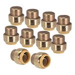 PROCURU 3/4-Inch PushFit End Cap, Push-to-Connect Plumbing Fitting for Copper, PEX, CPVC, PR-RT Pipe, Lead Free Certified (3/4", 10-Pack)