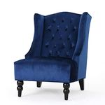 Christopher Knight Home 301251 Talisa | Tall Winged Tufted New Velvet Accent Chair | |, Navy Blue