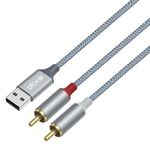 DCHAV USB to RCA Cable Type A to Male 2 RCA Adapter Cord Nylon Braided Wire Red White Interface (1.2M)