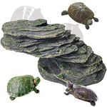 kathson Turtle Basking Platform Baby Tortoise Climbing Ramp Shale Reptiles Dock Resting Terrace Stone Small Aquarium Ornament Rock Landscaping Decoration for Frogs Newts (Small size:6.0”Lx2.7”Wx2.7”H)
