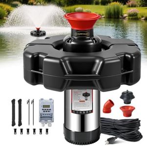 SCHUPETHAUER Pond Fountain Aerator, 1HP 110V 750W 15000 GPH Stainless Steel Fountain Pump with 2 Distinct Water Fountain, Fully Automatic Powerful Lake Floating Fountain, 100FT Power Cord, Rope, Timer