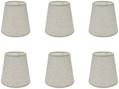 Tsnamay 6Pcs Handmade Chandelier Shades,Linen Clip On Chandelier Lamp Shades,Small Lamp Shades Set of 6 for Chandelier Lampshade,Light Cross linen