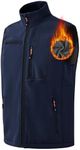 MoFiz Mens Softshell Gilet Hiking Outdoor Recreation Vests Fleece Lined Outerwear Gilets Windproof Sleeveless Softshell Jacket for Travel Hiking Running Golf Navy Size US 3XL