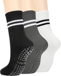 Yoga Pilates Socks with Grips for Women, Non Slip Grips Cotton Socks (AU, Alpha, One Size, Regular, Regular, 3, 3 colors)