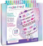 Make It Real - Crystal Dreams: Spellbinding Jewelry & Gems - DIY Charm Bracelet Making Kit - Friendship Bracelet Kit with Beads, Charms & Cord - Arts & Crafts Bead Kit for Girls - Makes 8 Bracelets