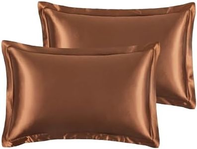 Coffee Satin Pillowcases for Hair and Skin Standard/Queen Size, 2PCS Satin Silk Pillow Cases, Soft Smooth Texture Pillow Covers with Envelope Closure, Gifts for Women Men (48 * 74cm, Coffee)