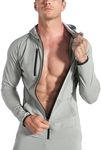 BROKIG Men's Gym Running Jackets,Lightweight Zip up Hoodie Casual Quick Dry Sports Workout Sweatshirts with Pockets(Light Grey,Medium)