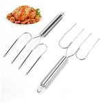 TLIOCAS Thanksgiving Turkey Lifter Serving Set,Stainless Steel Poultry Roast Forks,BBQ Meat Fork Durable Turkey Forks Set of 2