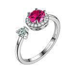 Parnika (Formerly MJ 925 CZ Rotating Ring in 92.5 Sterling Silver | Free Size Adjustable ring for Women & Girls | With Certificate of Authenticity | (Maroon)