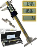 iGaging Absolute Origin 0-6" Digital Electronic Caliper Inch/Metric/Fraction IP54 Protection Bonus: Depth Gauge Base