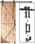 EaseLife 5 FT Sliding Barn Door Track and Handle Hardware Kit,Heavy Duty,Straight Pulley,Slide Smoothly Quietly,Easy Install (5FT Track Kit for 24"~30" Wide Single Door)