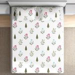 Wakefit Cotton Fitted Bedsheet | 152 TC Elastic Fitted Sheet, King Bed Bedsheet with 2 Pillow Covers | Meher - 78x72 inches