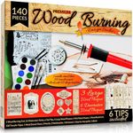 Beginners Wood Burning Kit 140 Pieces. Best Gift Idea for Art & Craft Kit Lovers. Woodburning DIY Hobby Kits With 9 Large Wooden Plaques To Make Unique Wood Burning Projects