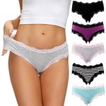 LYYTHAVON Women’s Underwear Soft Breathable Cotton Brief Ladies Panties 5-Pack - - S
