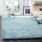 Shaggy Rugs Handmade Microfiber Square Shape Soft and Plush Fluffy Carpet | 2 Inch Thick Rug Runner for Bedroom and Living Room - Turquoise (3 X 5 Ft)