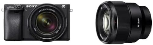 Sony Alpha 6400 | APS-C Mirrorless Camera with Sony 16-50 mm f/3.5-5.6 Power Zoom Lens & SEL-85F18 Portrait Lens Fixed Focal 85mm F1.8 Full Frame Suitable for A7, ZV-E10, A6000