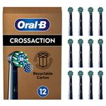 Oral-B Pro Cross Action Electric Toothbrush Head, X-Shape and Angled Bristles for Deeper Plaque Removal, Pack of 12 Toothbrush Heads, Suitable for Mailbox, Black