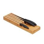 Relaxdays 10028871 Bamboo Knife in-Drawer Block, Storage for 5 Knives, Kitchen, Tabletop Organiser, 3.5 x 11 x 39 cm, Natural