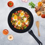 SOLARA Non Stick Frying Pan 24cm, Granite Omlette Egg Pan, Induction&Gas Fry Pan, Fish Pan, Frying pan Non Stick, PFOA Free, Dishwasher Safe Frying pan - Black