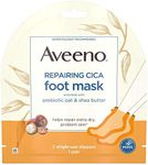 Aveeno Repairing CICA Foot Mask with Prebiotic Oat and Shea Butter, Moisturizing Foot Mask for Extra Dry Skin, 1 Pair of Single-Use Slippers