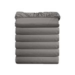 Elegant Comfort 6-PACK Luxury Fitted Sheets - Premium Hotel Quality Microfiber 6-Piece Fitted Sheets with Storage Pockets on Sides, Queen Size, Gray