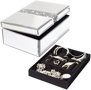 Large Diamante Glass Jewelry Box Jewelry Organizer Storage Decorative Box Organizer for Women Girls Luxurious Gift