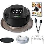 Air Fryer Lid | Fits 6 Qt and 8 Qt | Glass Lid | Accessories Kit Includes Basket, Rack, Cookbook, Pressure Cooker