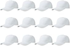 Gelante Plain Blank Baseball Caps Adjustable Back Strap Wholesale LOT 12 PC'S, White, One Size