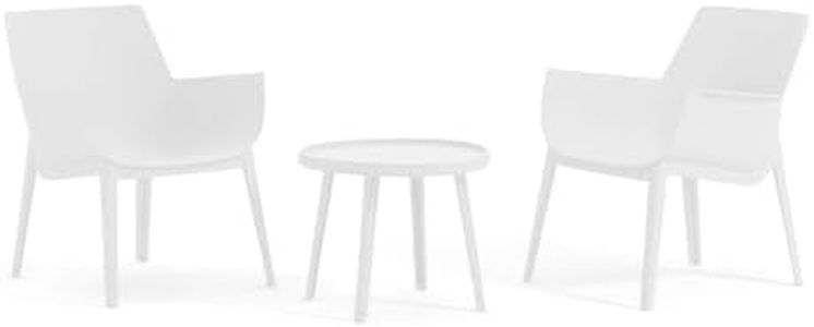 SIEDITI FUORI E DENTRO Set di 2 Poltrone da esterno e tavolino in resina con fibra di vetro Betty (2+tavolo, Bianco)