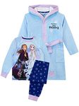 Disney Girls Pyjamas and Dressing Gown Set Frozen Blue 4-5 Years