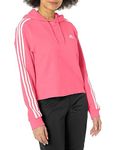 adidas Women's Essentials 3-Stripes French Terry Cropped Hoodie, Black/White, Medium