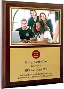 Personalized Photo Plaque Add Your Custom Text and Artwork Comes w/a Silver or Gold Frame - Great for Manager on Duty Employee of the Month or Corporate Awards and Plaques (8 x 10" w/ 4x6" frame)