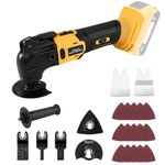 Cordless Oscillating Tool Compatible with DeWalt 20V Battery, Brushless 23 PCS Multi-Tool Kit with Auxiliary Handle for Cutting, Scraping, Sanding, 6 Variable Speed (Tools Only)