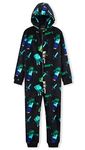 Minecraft Boys Fleece Onesie, Hooded Onesie Pyjamas - Gifts for Gamers (Black Aop, 5-6 Years)