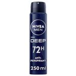 NIVEA MEN DEEP Black Carbon Anti-Perspirant Spray (250ml), Men's Deodorant Spray with 72H of Protection Against Stains and Odours, Anti-Bacterial, Developed with MAXXTECH Formula